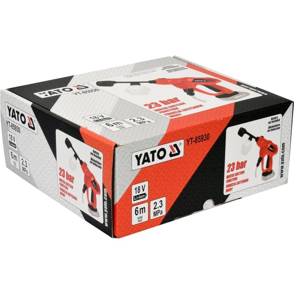 Aparat De Spalat Cu Presiune Yato Compatibil Cu Acumulator Li-ion 18V, Presiune 23 Bar YT-85930